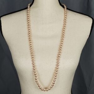 Necklace, cream beads, 17.5 inches